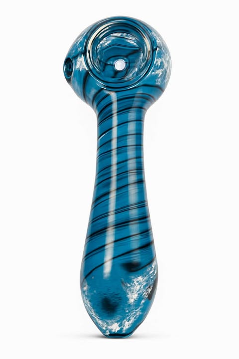 “Blue Glacier Swirl Glass Pipe – 4” Hand Pipe”