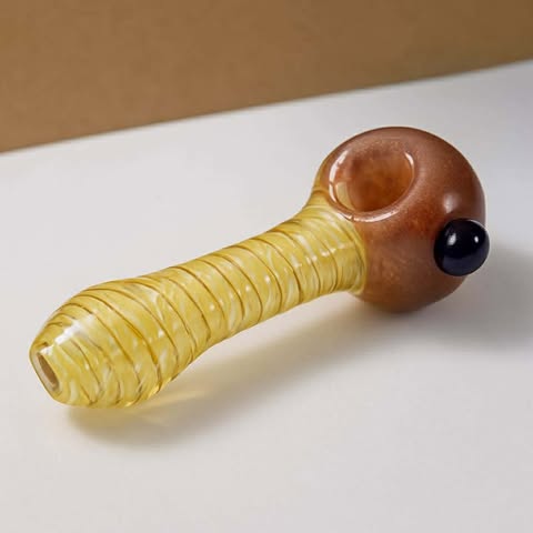 Golden Honey Swirl Glass Hand Pipe