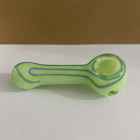 Lime Glow Swirl Glass Hand Pipe