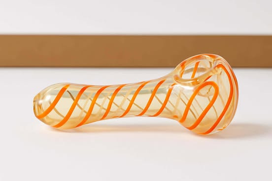 Swirl Glow Glass Hand Pipe – Yellow/Orange