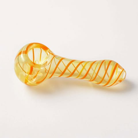 Swirl Glow Glass Hand Pipe – Yellow/Orange