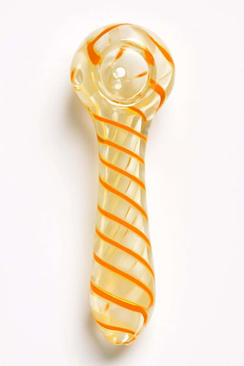Swirl Glow Glass Hand Pipe – Yellow/Orange