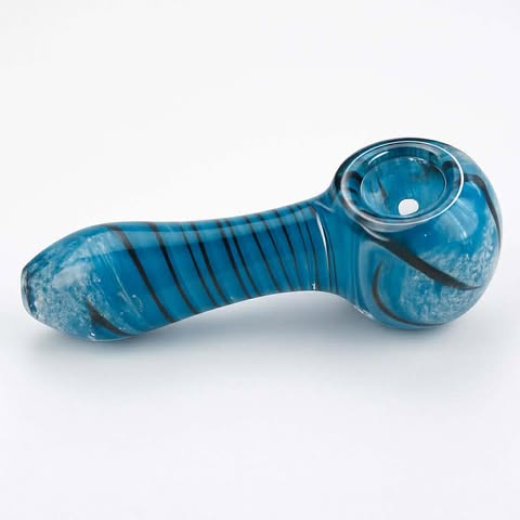 “Blue Glacier Swirl Glass Pipe – 4” Hand Pipe”