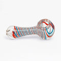 Red & Blue Swirl Glass Spoon Pipe