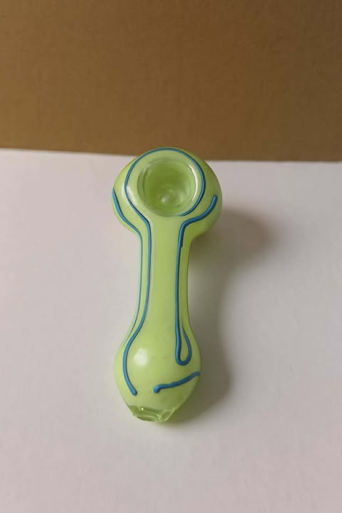 Lime Glow Swirl Glass Hand Pipe